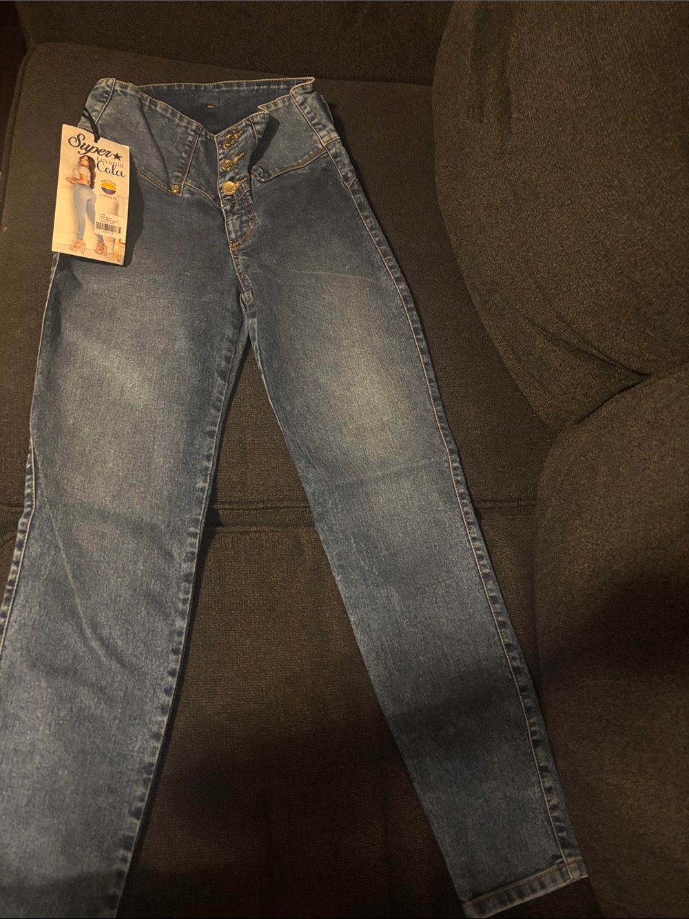 High-Waist Skinny Jeans - Blue